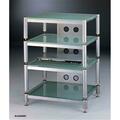 Vti Mfg 4 Silver Capspike Silver Poles 4 Frostd Glass Shelves Av Stand BLG404SSF
